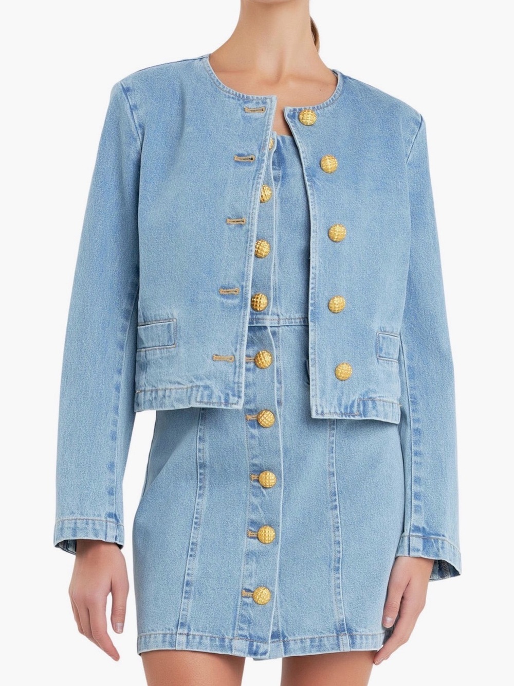 English Factory Cropped Denim Jacket